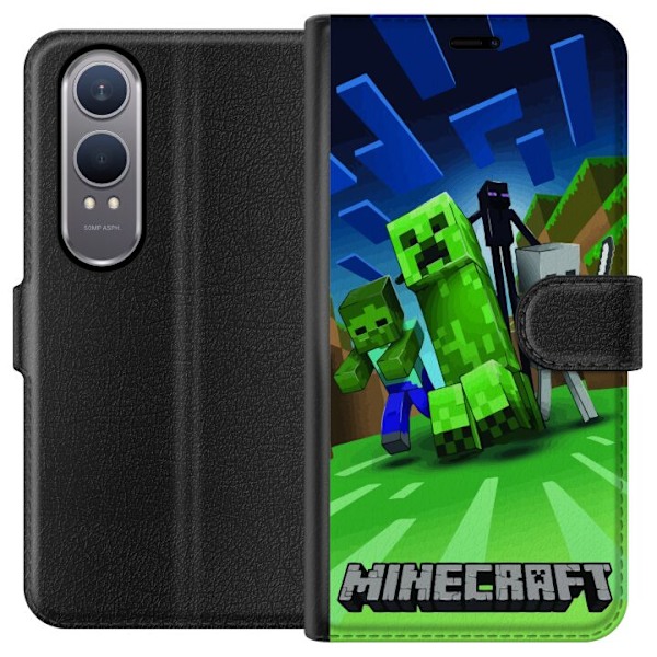 OnePlus Nord CE4 Lite Lompakkokotelo Minecraft Creeper mobilskal i klassisk grön pixelstil