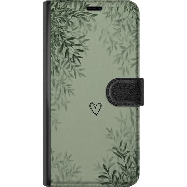 Kompatibel Tegnebogsetui til Google Pixel 9 Pro Grønt botanisk motiv med skyggefulde blade og minimalistisk hjerte grøn