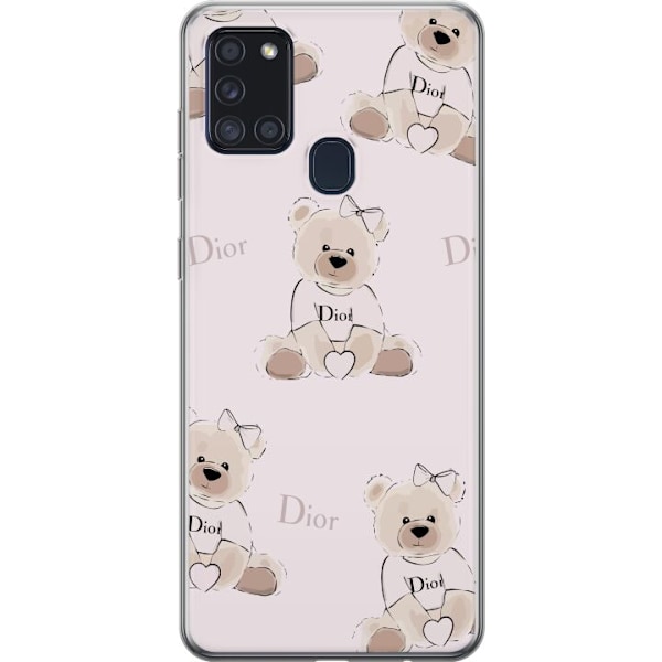 Samsung Galaxy A21s Gennemsigtig cover Teddy Dior Vibes - luksuriøs bamse i modetil