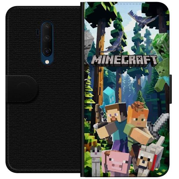 OnePlus 7T Pro Lompakkokotelo Minecraft-matkapuhelinkotelo metsällä ja pikselityylisillä hahmoilla