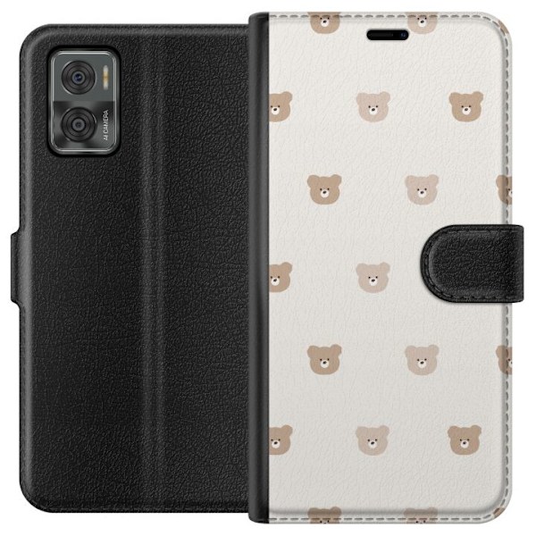 Motorola Moto E22i Tegnebogsetui Teddybaggrund - søde teddybjørne mod en blød baggrund