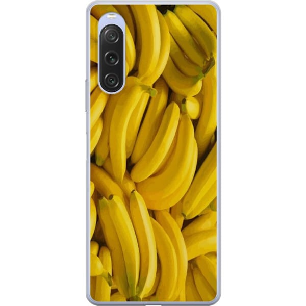 Sony Xperia 10 V Genomskinligt Skal Banana Pattern – lekfullt mönster med gula bananer