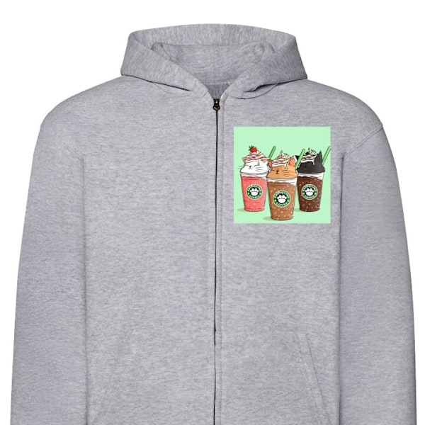 Zip-Hoodie | Hættetrøje med Lynlås til Voksne Catpuccino grå S