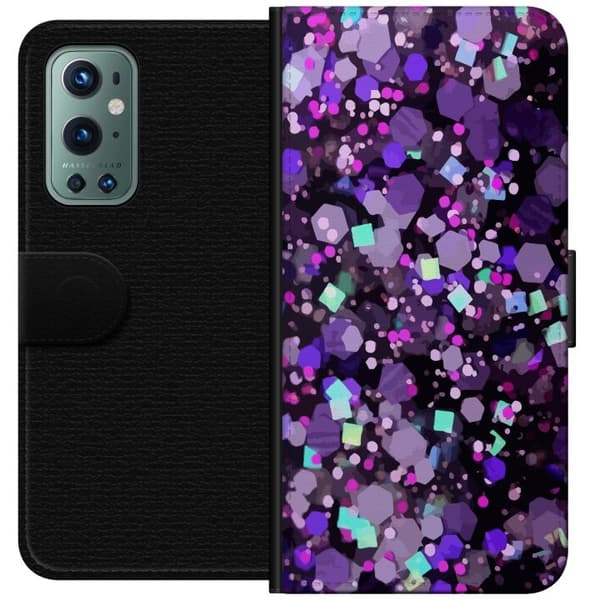 Kompatibel Tegnebogsetui til OnePlus 9 Pro Lilla Glitter