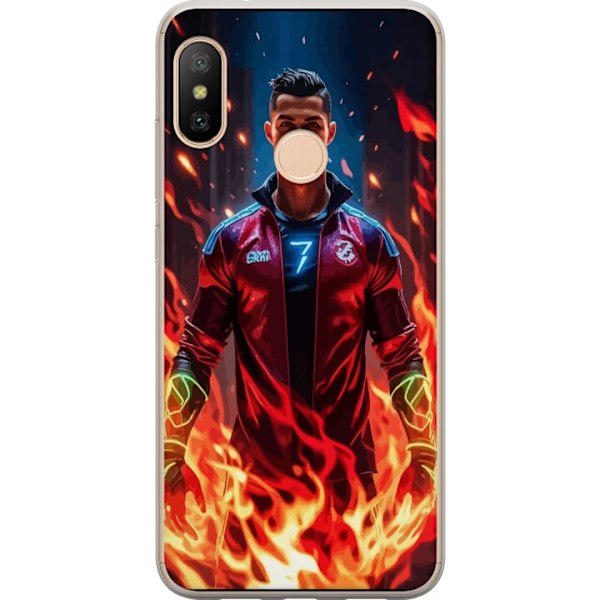 Xiaomi Redmi 6 Pro Läpinäkyvä kuori Ronaldo Inferno - jalkapallolegenda liekeissä