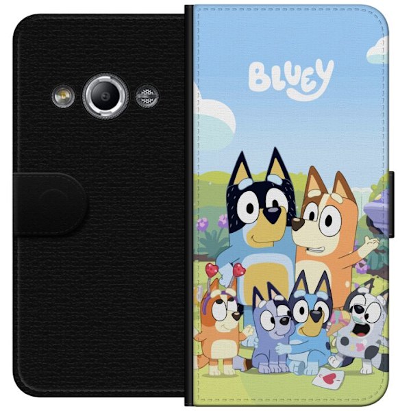 Samsung Galaxy Xcover 3 Plånboksfodral Bluey mobilskal med hela familjen i färgglad design