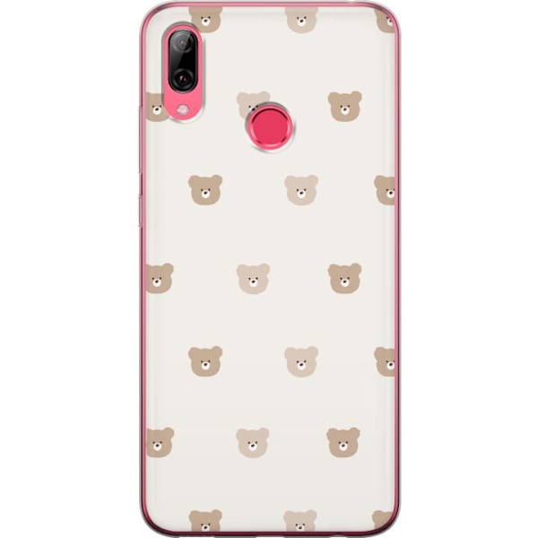 Huawei Y7 (2019) Genomskinligt Skal Teddy Background – gulliga nallar mot mjuk bakgrund