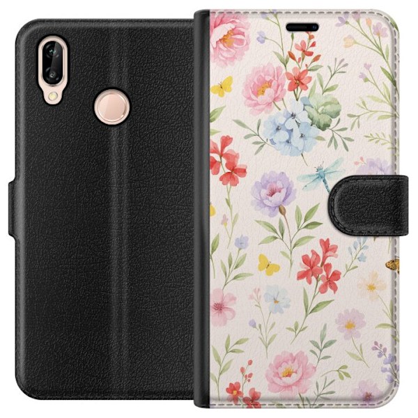 Huawei P20 lite Lompakkokotelo Kukat