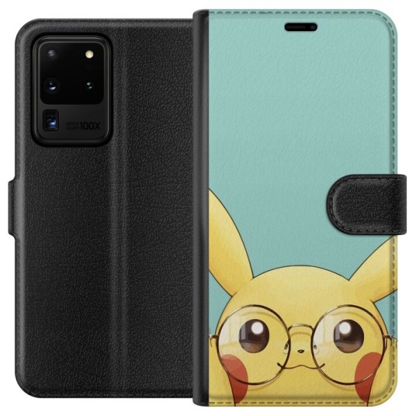 Samsung Galaxy S20 Ultra Lompakkokotelo Pikachu lasit