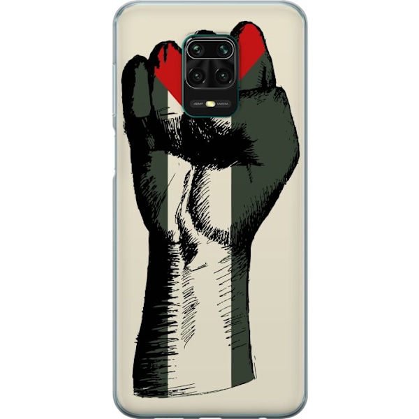 Xiaomi Redmi Note 9 Pro Genomskinligt Skal Hand knuten i Palestinas färger – kraftfull symbol för frihetsrörelsen