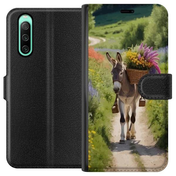 Sony Xperia 10 IV Lompakkokotelo Aasi Eläinaihe Rauhallinen Suunnittelu Luontoaihe Suosittu Koristelu Huumori Graafinen Eläinteema Eksoottinen