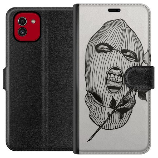 Samsung Galaxy A03 Plånboksfodral Ski Mask Ros Streetwear Design Grafiskt Motiv Spänning Urban Stil Street Art Maskerad Symbol