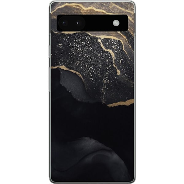 Google Pixel 6a Läpinäkyvä kuori Musta kulta abstrakti