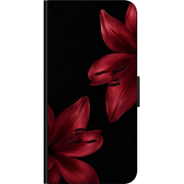 Kompatibel Tegnebogsetui til OnePlus 9 Pro Karmosinrød lilje sort