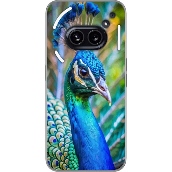 Nothing Phone (2a) Läpinäkyvä kuori Pavun Sulat Värikäs Design Lintuaihe Eksoottinen Graafinen Suunnittelu Luonto Ylellinen Koristelu