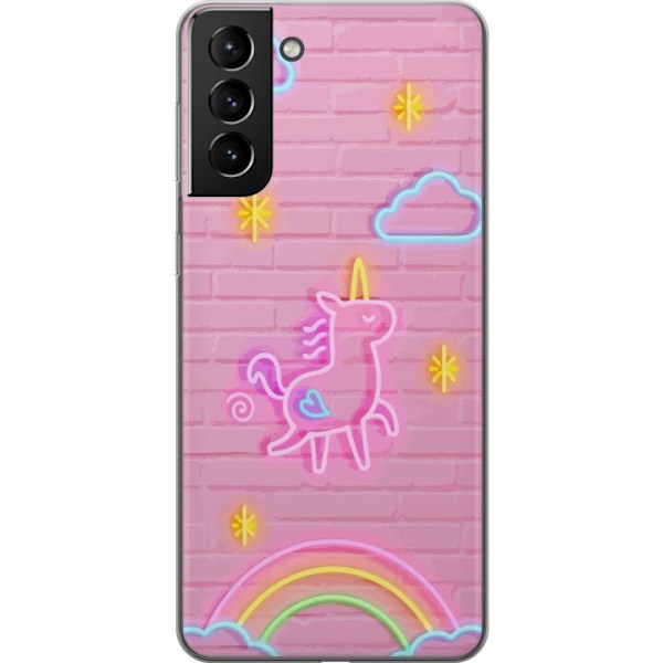 Samsung Galaxy S21+ 5G Läpinäkyvä kuori Unikko Neon
