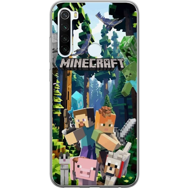 Xiaomi Redmi Note 8 Läpinäkyvä kuori Minecraft-matkapuhelinkotelo metsällä ja pikselityylisillä hahmoilla