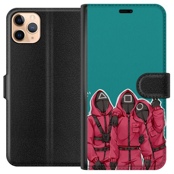 Apple iPhone 11 Pro Max Plånboksfodral Squid Game Karaktärer Grafisk Design Seriefigurer Populär TV Motiv Asiatisk Stil Spännande Trend