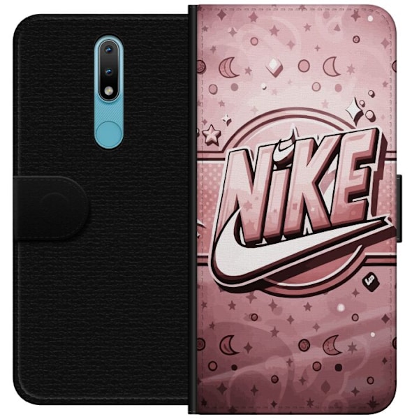 Nokia 2.4 Lompakkokotelo Nike Vaaleanpunainen