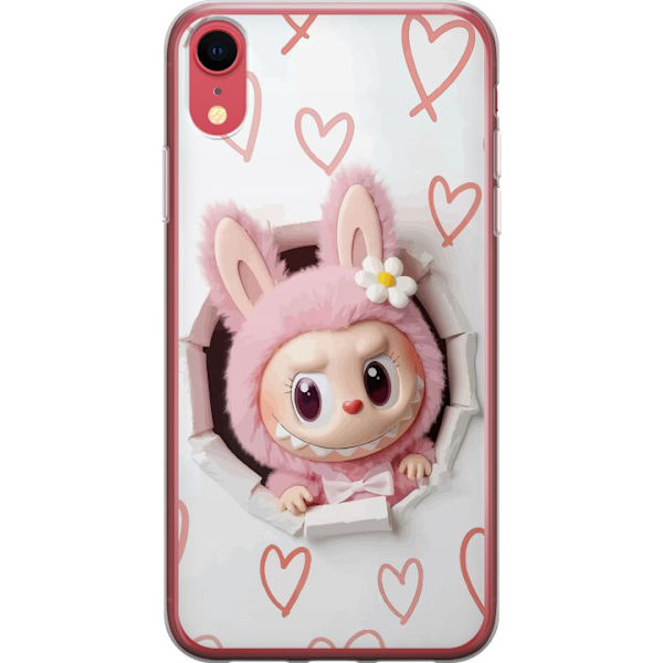 Apple iPhone XR Gennemsigtig cover Labubu Hjerte Baggrund Pop Mart Kærlighed Tema Karakter Design Populært Motiv Samlerfigur Kunst Legetøj Serie