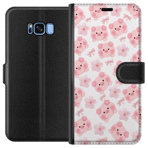 Kompatibel Tegnebogsetui til Samsung Galaxy S8 Søde grise med blomster og sløjfer i lyserøde mønstre