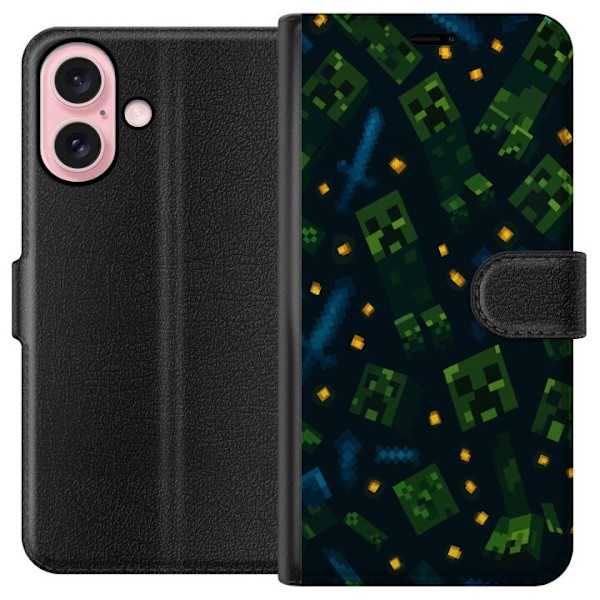 Apple iPhone 16 Plånboksfodral Minecraft Dungeons Mob