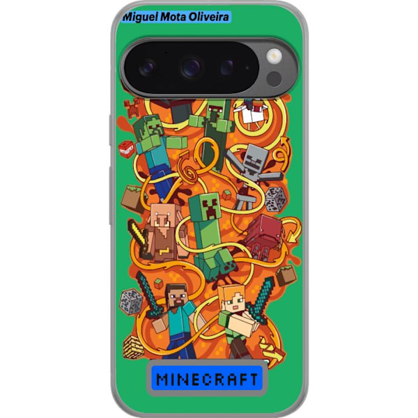 Google Pixel 9 Pro XL Genomskinligt Skal Minecraft