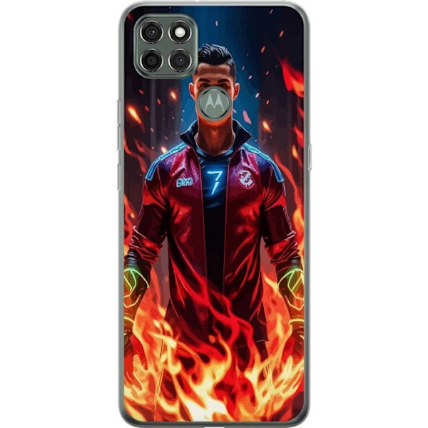 Motorola Moto G9 Power Gennemsigtig cover Ronaldo Inferno - fodboldhelt i flammer