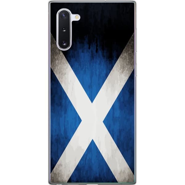 Kompatibelt Mobildeksel til Samsung Galaxy Note10 Skottlands flagg med grunge effekt og blå hvit design blå