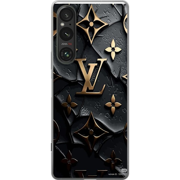 Sony Xperia 1 V Genomskinligt Skal Louis Vuitton Dark Mode Design Svart Lyx Stil Fashion Populärt Grafiskt Mönster Modeikon Lyxmärke