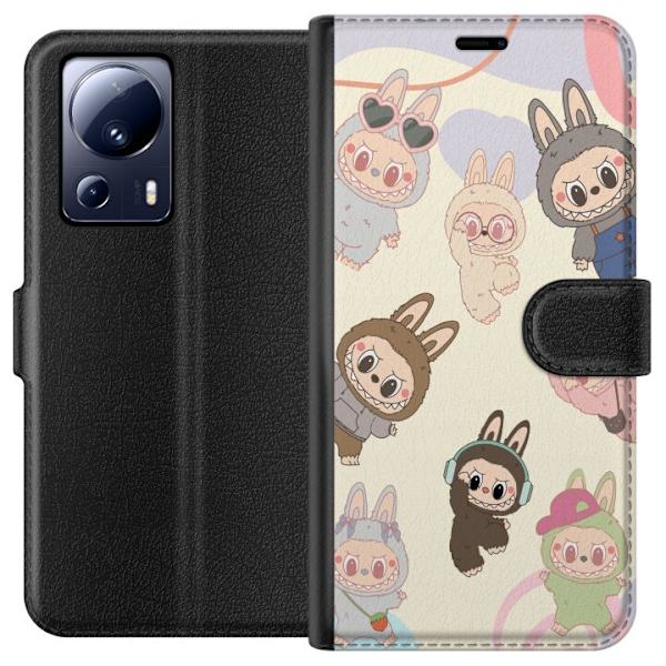 Xiaomi 13 Lite Tegnebogsetui Labubu Pop Mart Samling Motiv Figur Samling Design Populært Art Toy Pop Mart Kreativ Grafisk