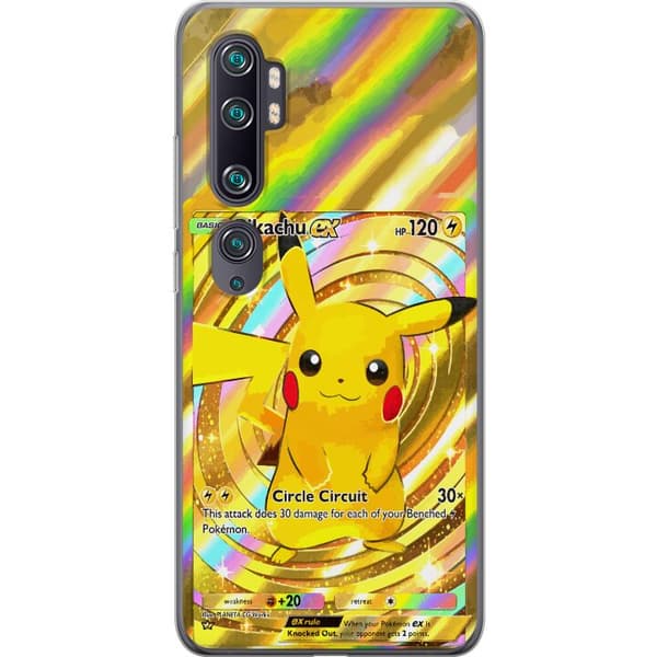 Kompatibelt Mobildeksel til Xiaomi Mi Note 10 Gullig Pikachu EX samlebilde med regnbueeffekter gull