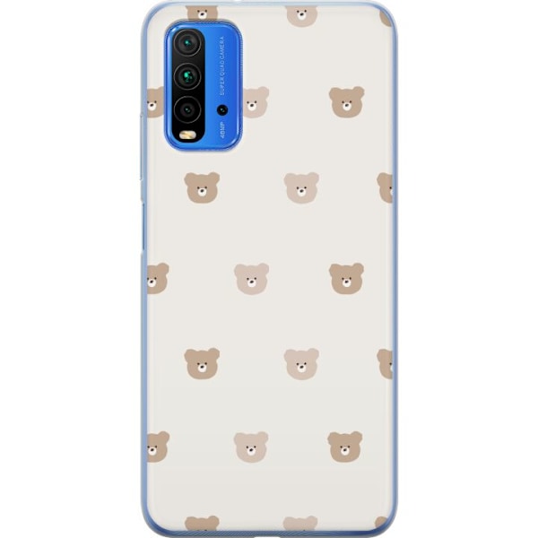 Xiaomi Redmi 9T Läpinäkyvä kuori Teddy-tausta - söpöt ted