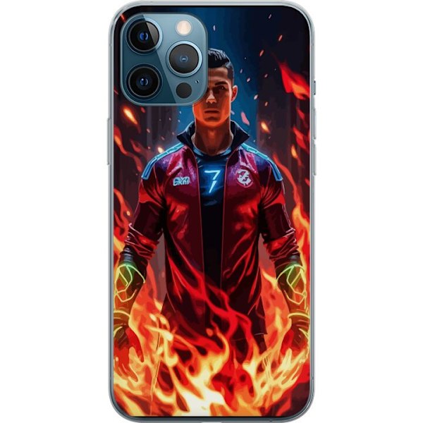 Apple iPhone 12 Pro Max Gennemsigtig cover Ronaldo Inferno - fodboldhelt i flammer