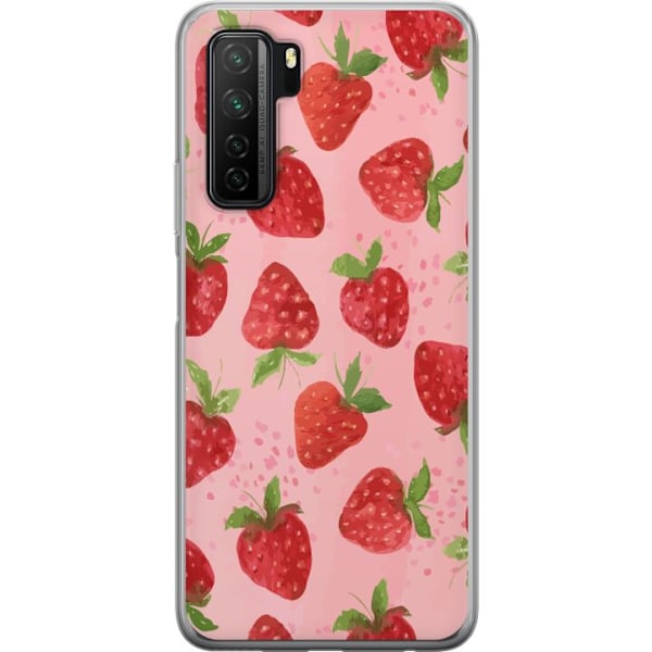 Huawei P40 lite 5G Gennemsigtig cover Jordbærdrømme - Retro-stil jordbærmønster