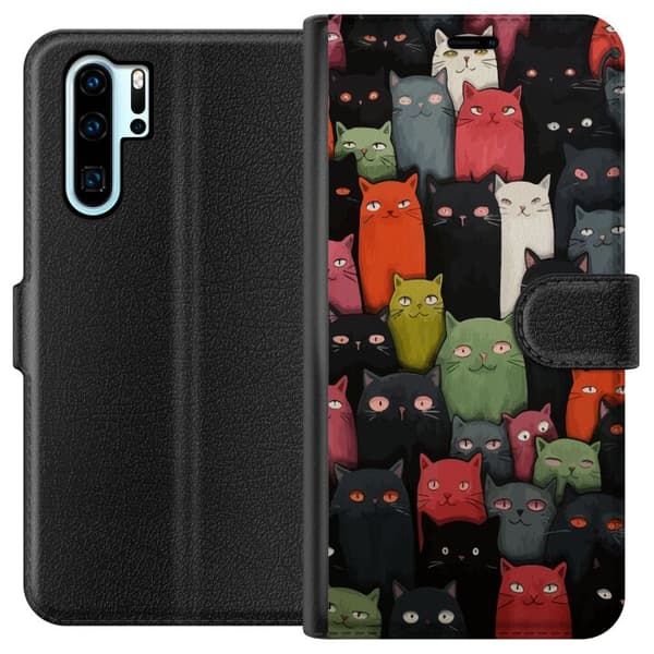 Kompatibelt Lommeboketui til Huawei P30 Pro Katter