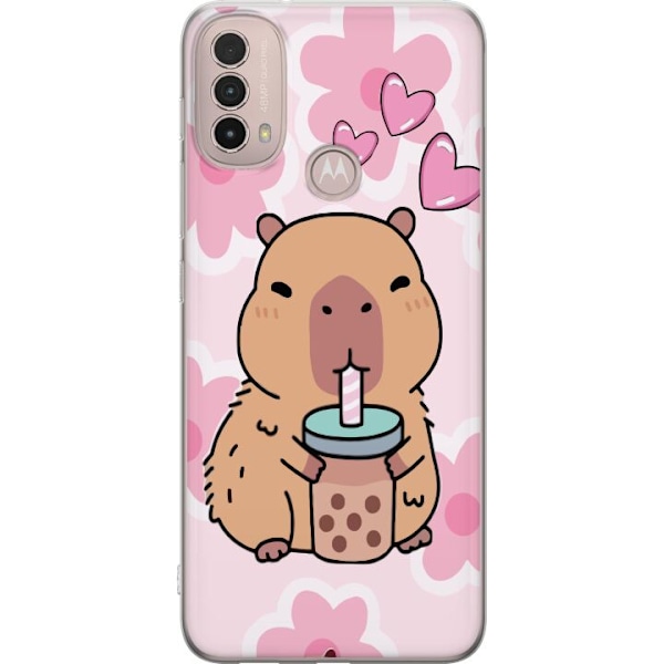 Motorola Moto E40 Gennemsigtig cover Kawaii Capybara Hjerte An
