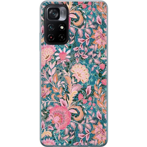 Kompatibel Mobilcover til Xiaomi Poco M4 Pro 5G Rosa blomsterboho pink
