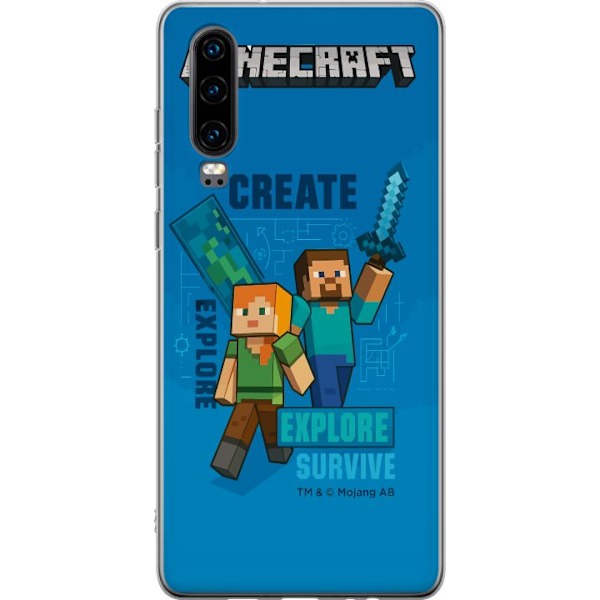 Huawei P30 Läpinäkyvä kuori Minecraft Luolastot