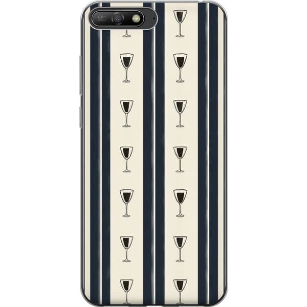Kompatibel Mobilcover til Huawei Y6 (2018) Blå vinglasstriber blå