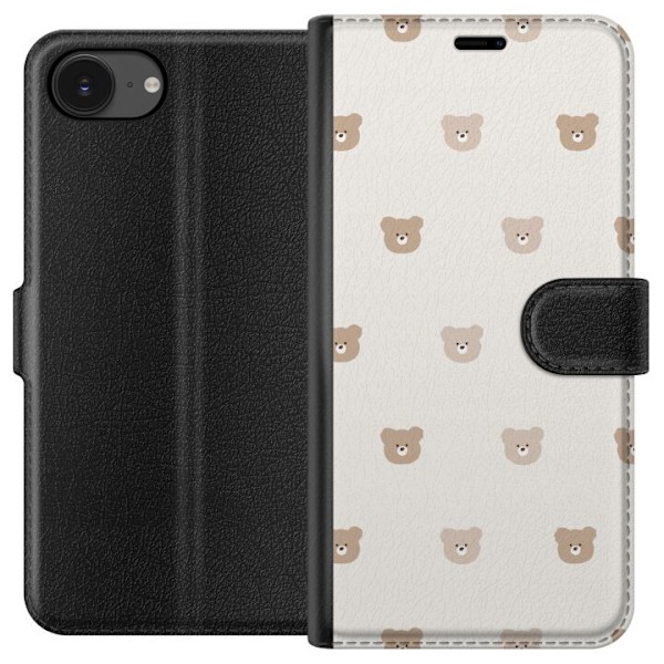 Apple iPhone 16e Lompakkokotelo Teddy-tausta - söpöt teddyka