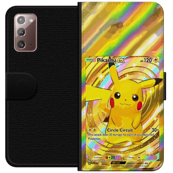 Kompatibelt Lommeboketui til Samsung Galaxy Note20 Gullig Pikachu EX samlebilde med regnbueeffekter gull