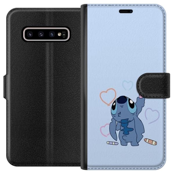 Kompatibelt Lommeboketui til Samsung Galaxy S10+ Stitch Hjerter