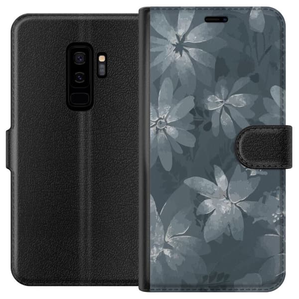 Kompatibelt Lommeboketui til Samsung Galaxy S9+ Blomster Grå / Blå