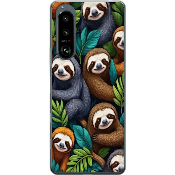 Sony Xperia 5 III Gennemsigtig cover Sengångarstil - afslappet motiv med sød dovendyr