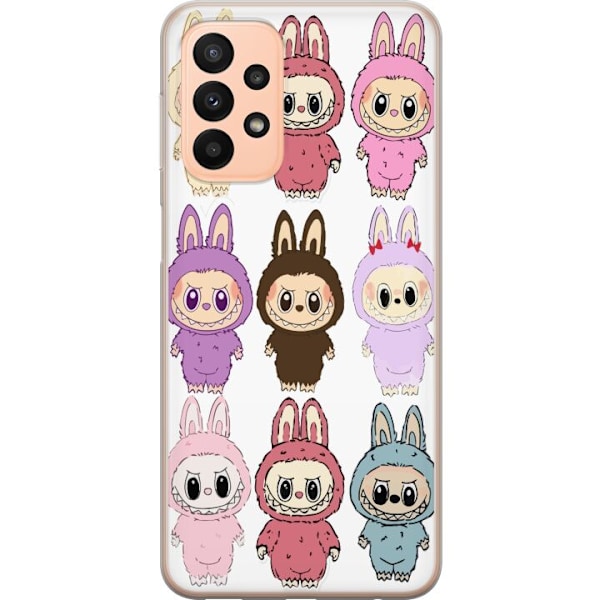 Samsung Galaxy A23 5G Genomskinligt Skal Labubu Pink Monster – Popkonst med Kawaii-touch