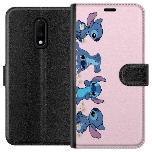 OnePlus 7 Tegnebogsetui  Stitch Grin & Leg – Perfekt til Tel