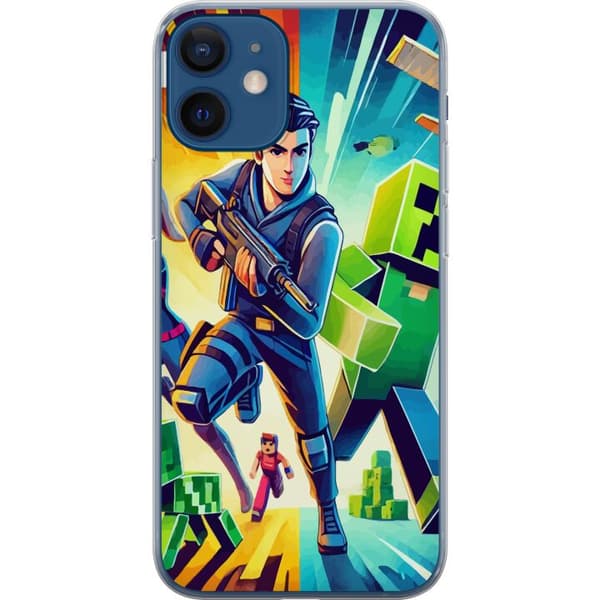 Kompatibel Mobilcover til Apple iPhone 12 mini Fortnite vs Minecraft