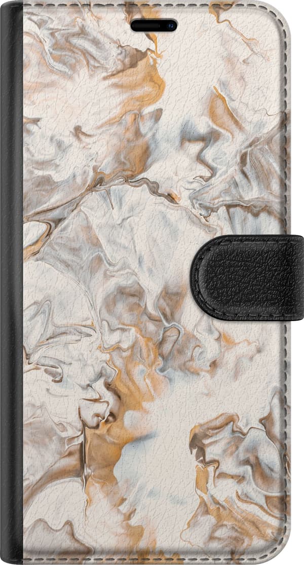 Kompatibel Tegnebogsetui til Apple iPhone 16 Beige marmorvirvler beige