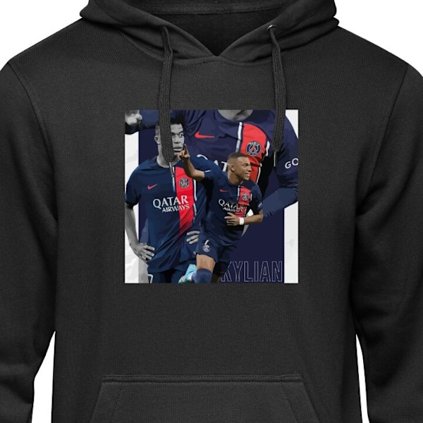 Barn-Hoodie | Mjuk Huvtröja för Barn Kylian Mbappé svart 7-8 År